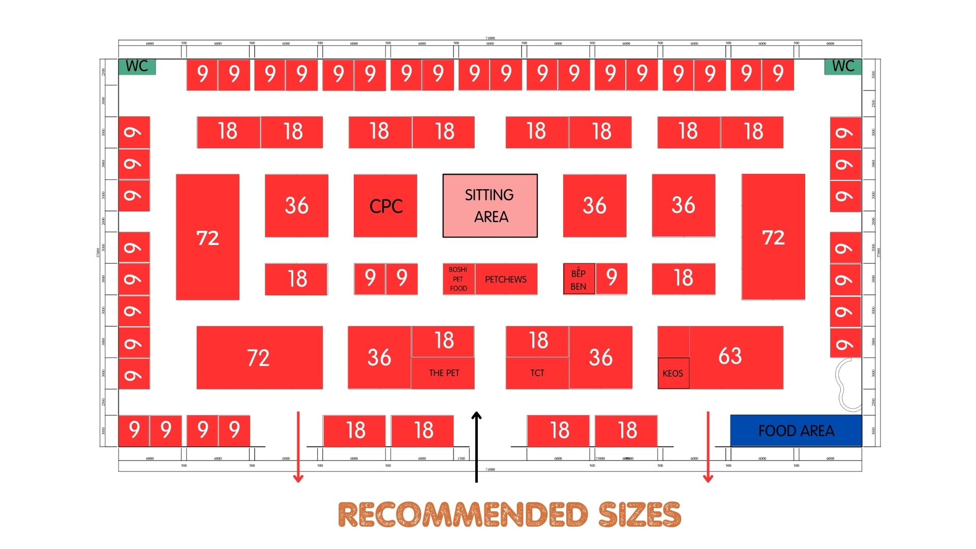 ZONE 1 Recommend Booth Sizes